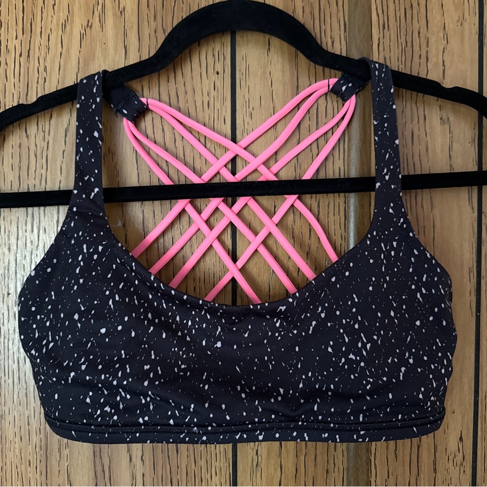 Lululemon Black and Pink Free to be Wild Sports Bra